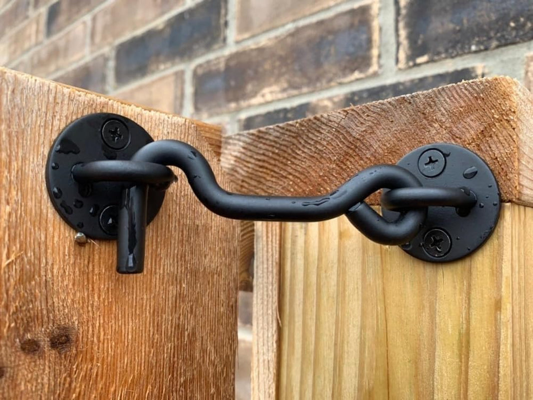 4” Privacy Hook and Eye Latch Easy Lock for Barn Door, Black