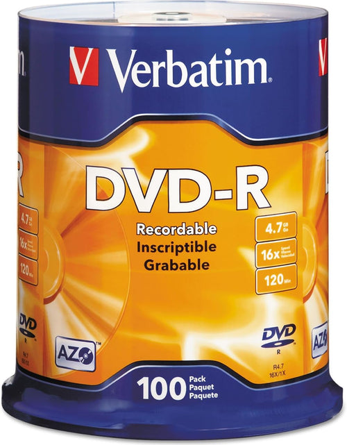 Load image into Gallery viewer, DVD-R Blank Discs AZO Dye 4.7GB 16X Recordable Disc - 100 Pack Spindle
