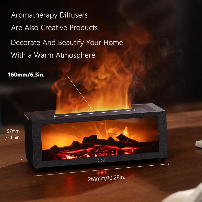 Fireplace Air Humidifier Remote Control Aroma Essential Oil Diffuser with Colorful Lights Creative Christmas Gift for Home Offic