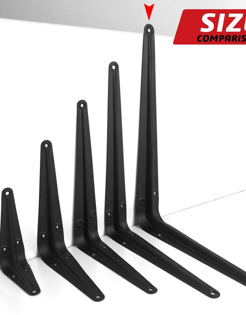 Load image into Gallery viewer, 20 Pack 12 Inch Shelf Brackets, Heavy Duty Black Iron Metal Floating Shelves Bracket L Bracket Corner Brace Support, J Brackets Metal Joint Angle Bracket
