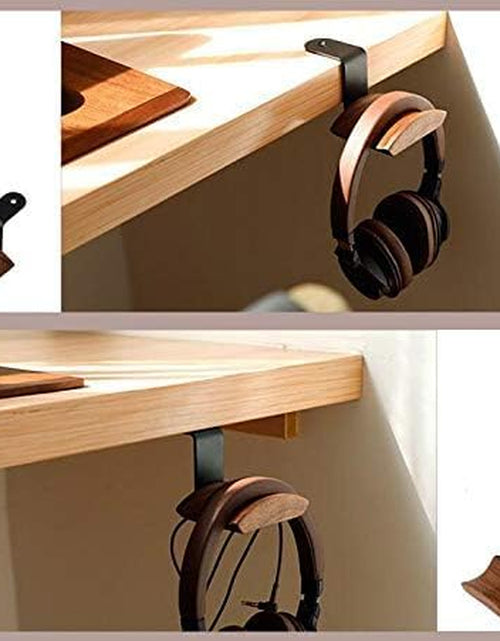 Load image into Gallery viewer, Under-Desk Mount Headphone Hanger Headset Stand Hook Walnut Wood Headphone Holder Rack Hook for Audio,Studio &amp; Gaming Headphones
