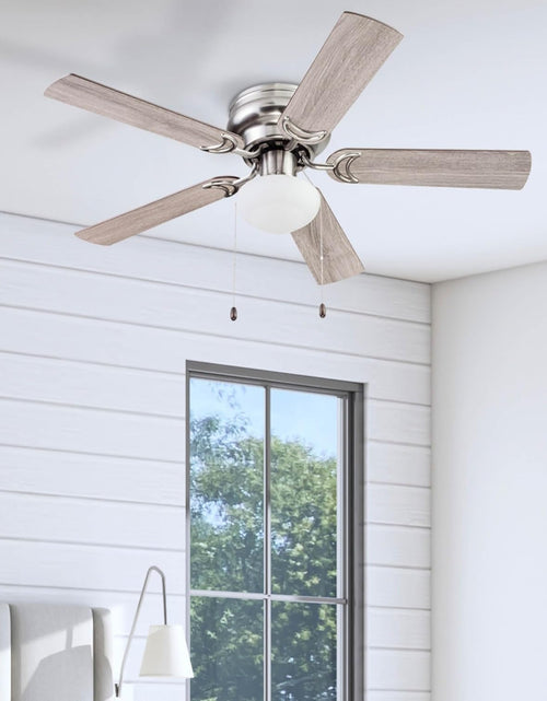 Load image into Gallery viewer, Alvina, 44 Inch Traditional Flush Mount Indoor LED Ceiling Fan with Light, Pull Chain, Dual Finish Blades, Reversible Motor - 51585-01 (Satin Nickel)
