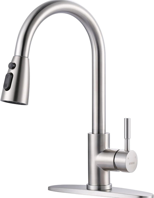 Load image into Gallery viewer, Kitchen Faucet with Sprayer, Kitchen Sink Faucet, SUS 304 Stainless Steel, High Arc Single Handle Brushed Nickel Kitchen Faucets with Pull down Sprayer, Pull Out Kitchen Faucet with Deck Plate
