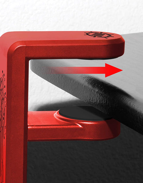 Load image into Gallery viewer, PC Gaming Headphone Holder - Desk Headphone Hanger Esports Headset Holder with Adjustable 360 Rotation, under Desk Headphone Hook Clamp, Universal Fit - Built in Cable Clip Organizer - Red
