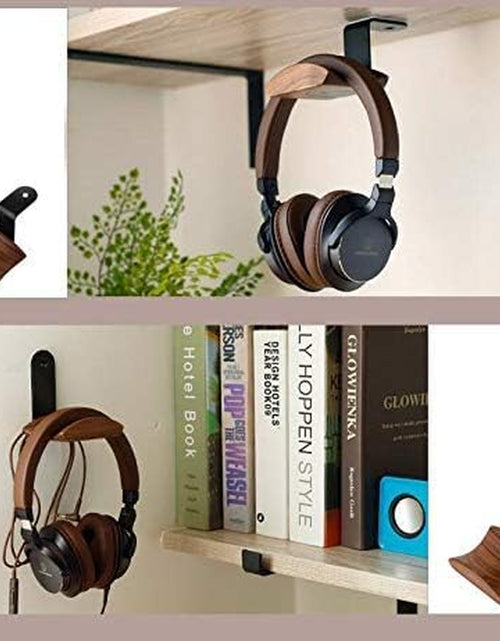 Load image into Gallery viewer, Under-Desk Mount Headphone Hanger Headset Stand Hook Walnut Wood Headphone Holder Rack Hook for Audio,Studio &amp; Gaming Headphones
