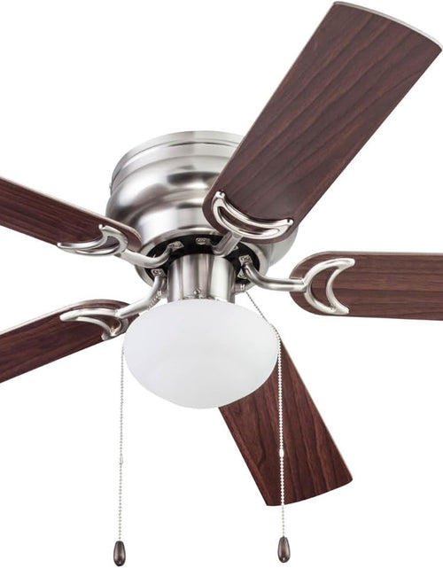 Load image into Gallery viewer, Alvina, 44 Inch Traditional Flush Mount Indoor LED Ceiling Fan with Light, Pull Chain, Dual Finish Blades, Reversible Motor - 51585-01 (Satin Nickel)
