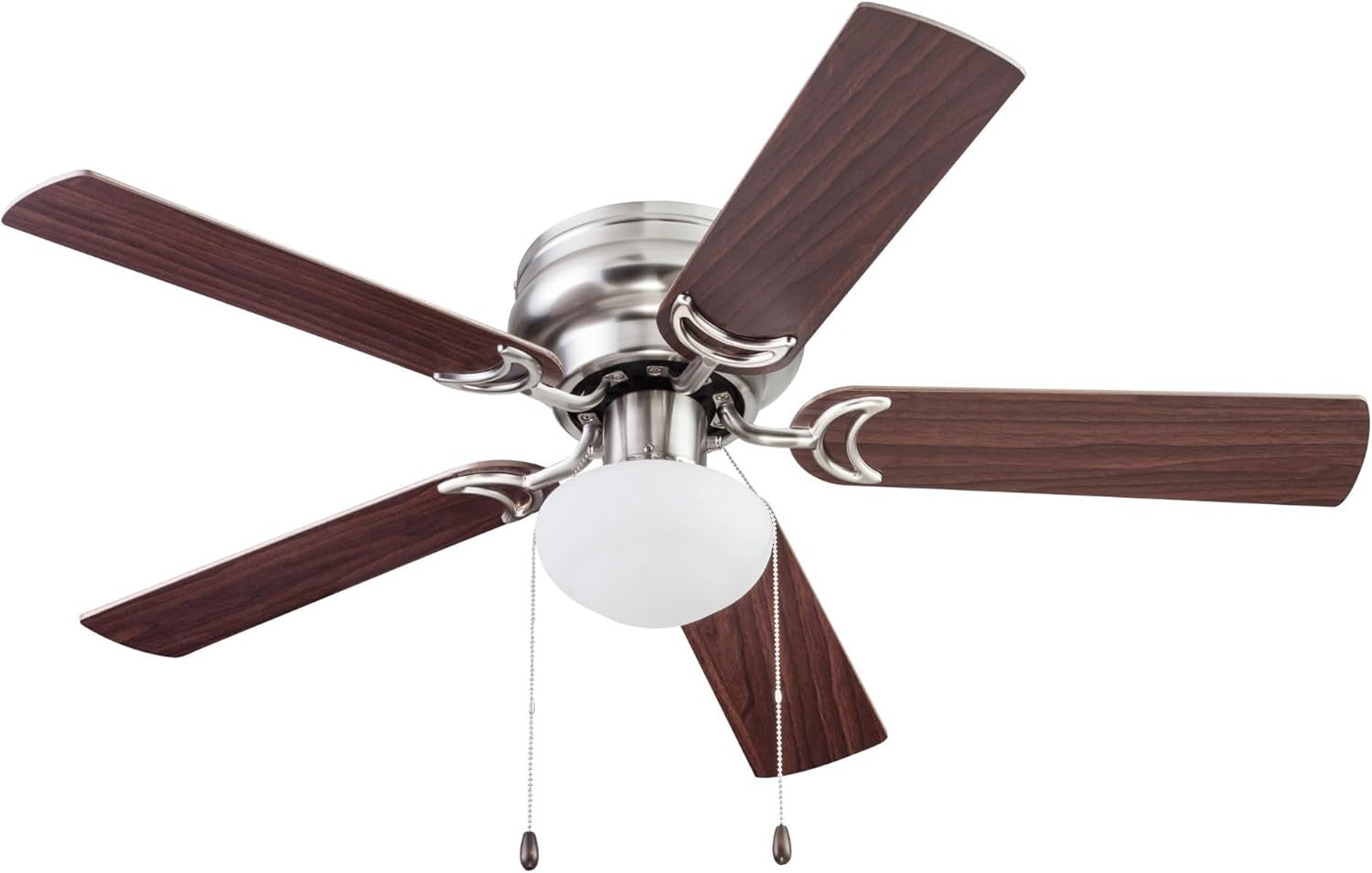 Alvina, 44 Inch Traditional Flush Mount Indoor LED Ceiling Fan with Light, Pull Chain, Dual Finish Blades, Reversible Motor - 51585-01 (Satin Nickel)