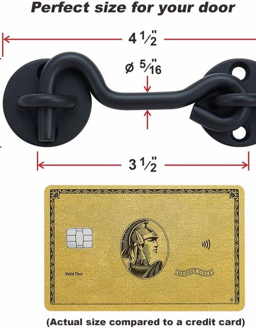 Load image into Gallery viewer, 4” Privacy Hook and Eye Latch Easy Lock for Barn Door, Black
