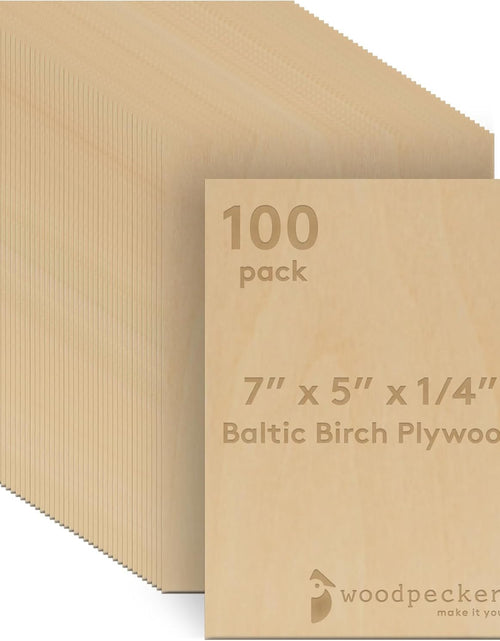 Load image into Gallery viewer, Baltic Birch Plywood, 6 Mm 1/4 X 5 X 7 Inch Craft Wood, Pack of 100 B/BB Grade Baltic Birch Sheets, Perfect for Laser, CNC Cutting and Wood Burning, by
