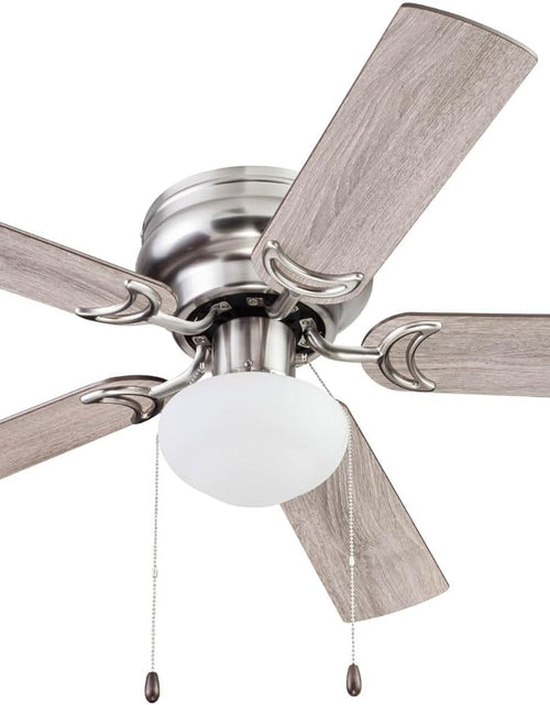 Load image into Gallery viewer, Alvina, 44 Inch Traditional Flush Mount Indoor LED Ceiling Fan with Light, Pull Chain, Dual Finish Blades, Reversible Motor - 51585-01 (Satin Nickel)
