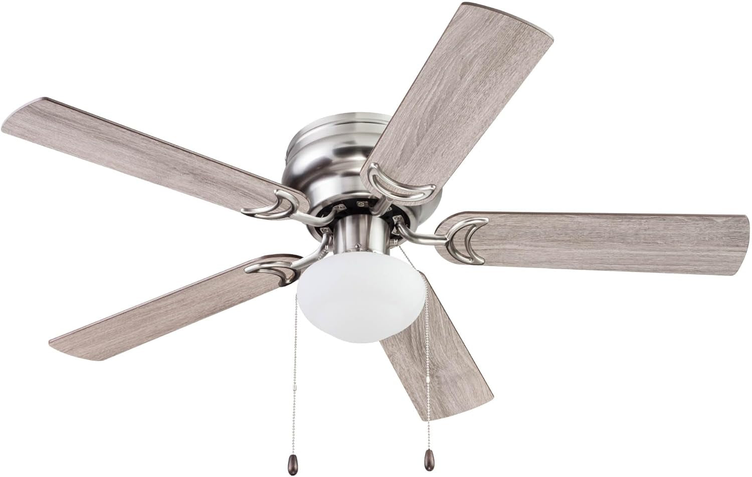 Alvina, 44 Inch Traditional Flush Mount Indoor LED Ceiling Fan with Light, Pull Chain, Dual Finish Blades, Reversible Motor - 51585-01 (Satin Nickel)