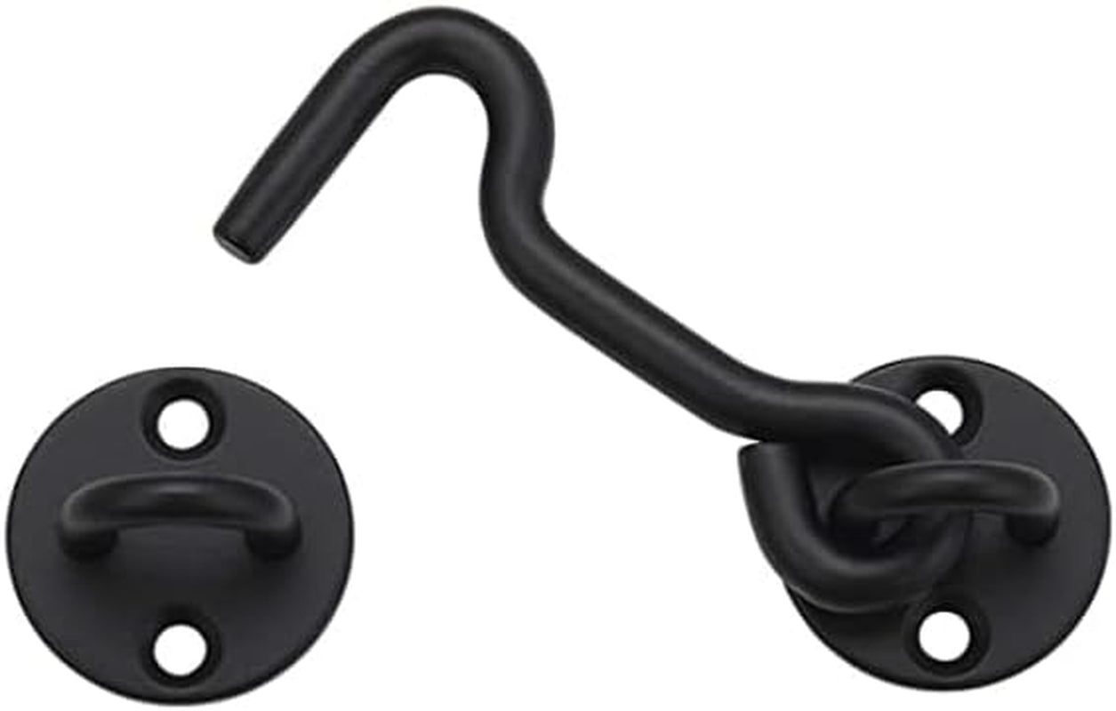 4” Privacy Hook and Eye Latch Easy Lock for Barn Door, Black