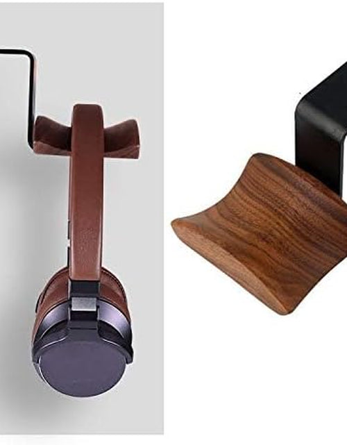 Load image into Gallery viewer, Under-Desk Mount Headphone Hanger Headset Stand Hook Walnut Wood Headphone Holder Rack Hook for Audio,Studio &amp; Gaming Headphones
