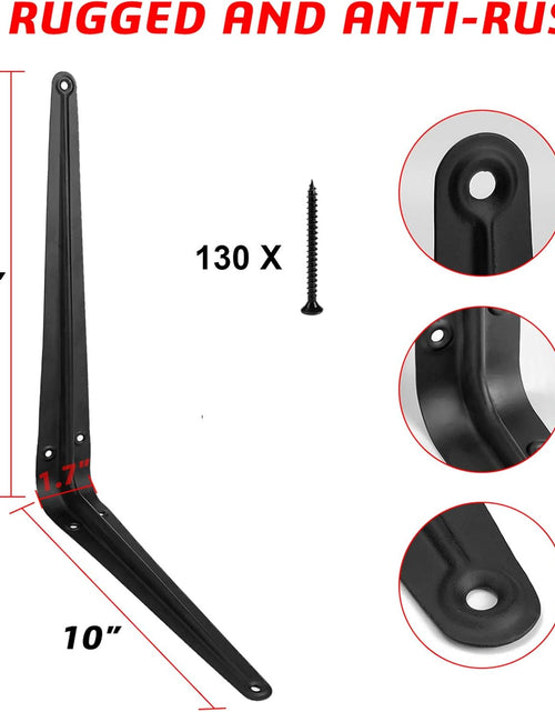 Load image into Gallery viewer, 20 Pack 12 Inch Shelf Brackets, Heavy Duty Black Iron Metal Floating Shelves Bracket L Bracket Corner Brace Support, J Brackets Metal Joint Angle Bracket
