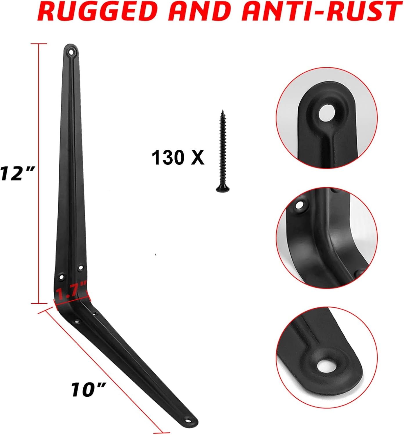 20 Pack 12 Inch Shelf Brackets, Heavy Duty Black Iron Metal Floating Shelves Bracket L Bracket Corner Brace Support, J Brackets Metal Joint Angle Bracket