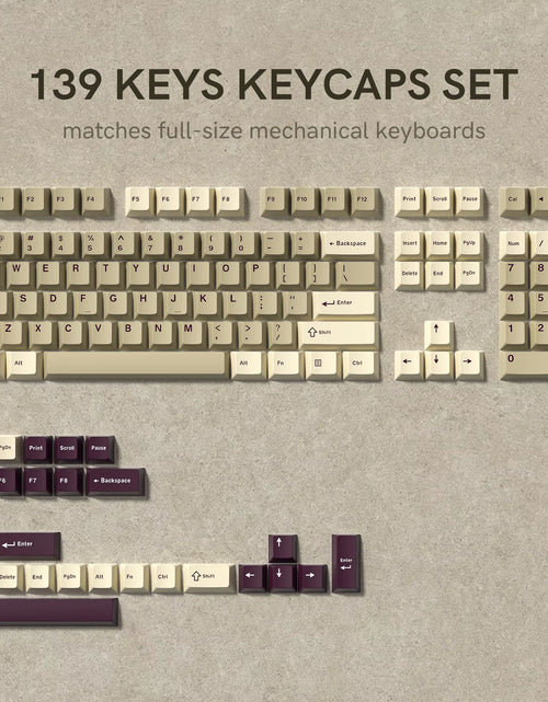 Load image into Gallery viewer, 138 Keys Retro Brown Gray PBT Keycap Double Shot Cherry Profile Key Caps for Cherry MX Switches Mechanical Gamer Keyboard
