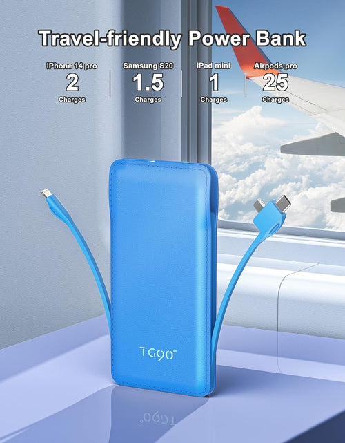 Load image into Gallery viewer, 10000Mah Power Bank Portable Charger with Built-In Cables, Portable Phone Charger Battery Backup Compatible with Iphone Android Phones

