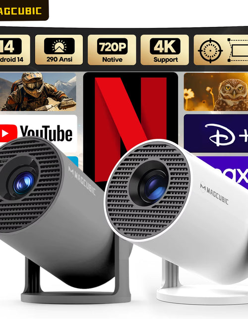 Load image into Gallery viewer, Projector 4K HD Android14 HY300 Pro Wifi6 290ANSI Allwinner H726 BT5.4 1080P 1280*720P Cinema Outdoor Portable Projetor
