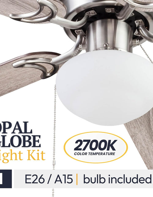 Load image into Gallery viewer, Alvina, 44 Inch Traditional Flush Mount Indoor LED Ceiling Fan with Light, Pull Chain, Dual Finish Blades, Reversible Motor - 51585-01 (Satin Nickel)
