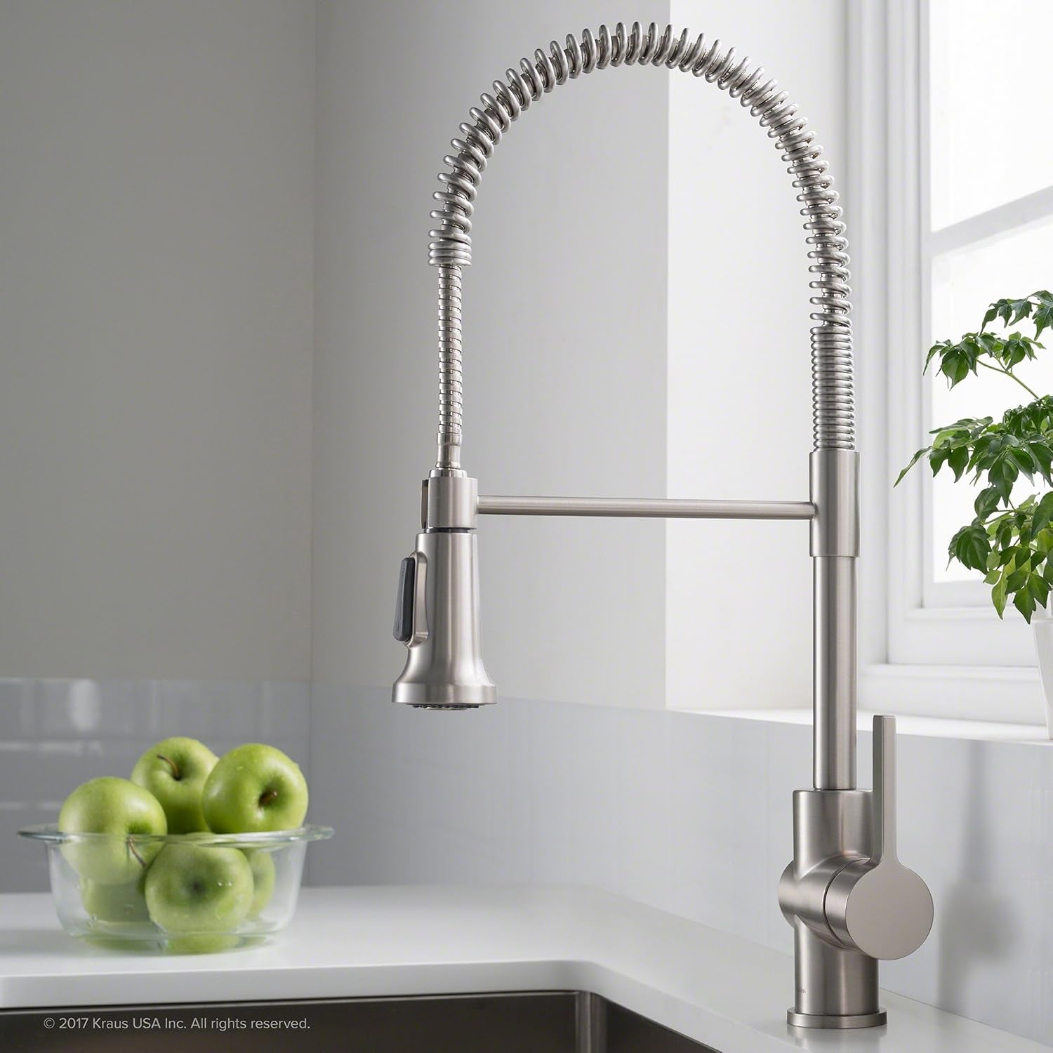 KPF-1690SFS Britt Pre-Rinse/Commercial Kitchen Faucet with Dual Function Sprayhead in All-Brite Finish, Spot Free Stainless Steel