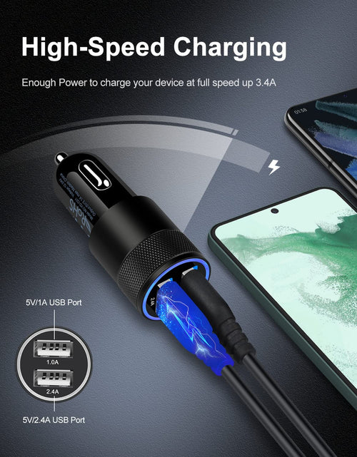 Load image into Gallery viewer, Car Charger, [2Pack/3.4A] Fast Charge Dual Port USB Cargador Carro Lighter Adapter for Iphone 15 14 13 12 11 Pro Max X XR XS 8 plus 6S, Ipad, Samsung Galaxy S23 S22 S21 S10 plus S7 J7 S10E S9 Note 8
