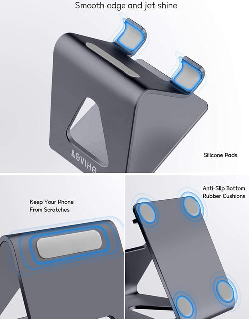 Load image into Gallery viewer, Cell Phone Stand Desk Phone Holder - Aluminum Mobile Phone Cradle Dock for Iphone 13 12 Pro 11 X Xs Max 8 7 6 6S plus SE 5 Samsung All Smart Phones (Dark Gray)
