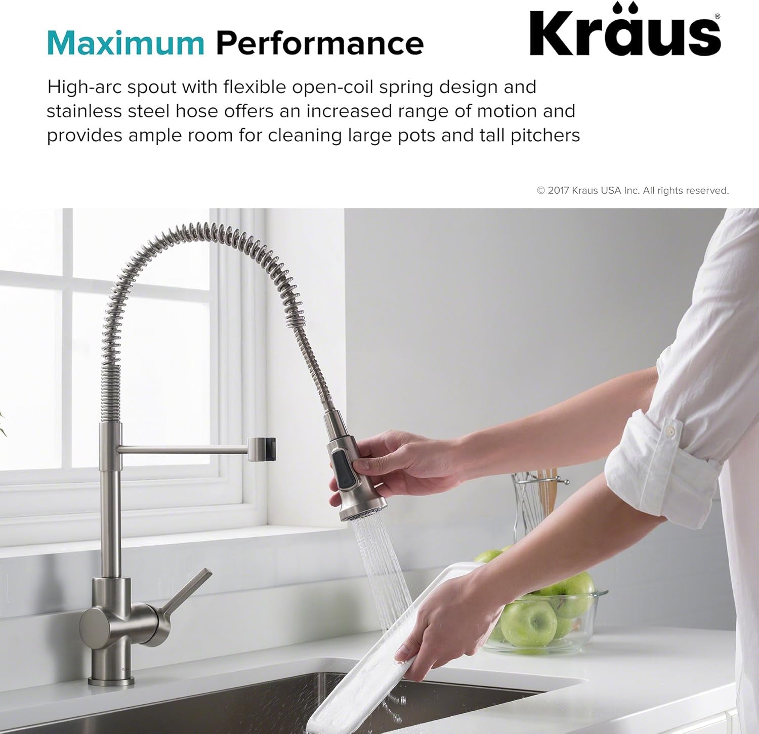 KPF-1690SFS Britt Pre-Rinse/Commercial Kitchen Faucet with Dual Function Sprayhead in All-Brite Finish, Spot Free Stainless Steel