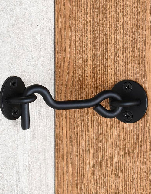 Load image into Gallery viewer, 4” Privacy Hook and Eye Latch Easy Lock for Barn Door, Black
