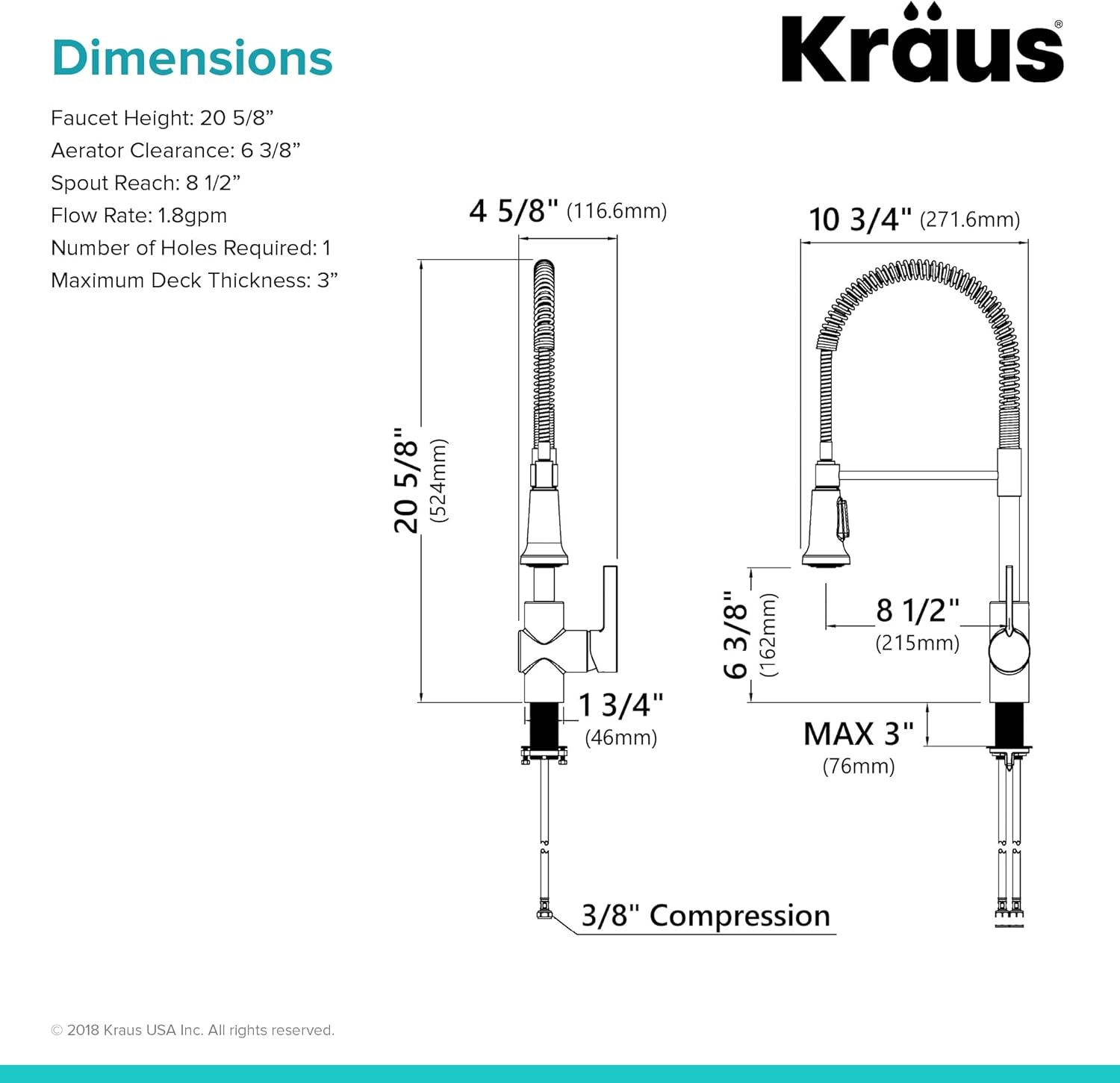KPF-1690SFS Britt Pre-Rinse/Commercial Kitchen Faucet with Dual Function Sprayhead in All-Brite Finish, Spot Free Stainless Steel