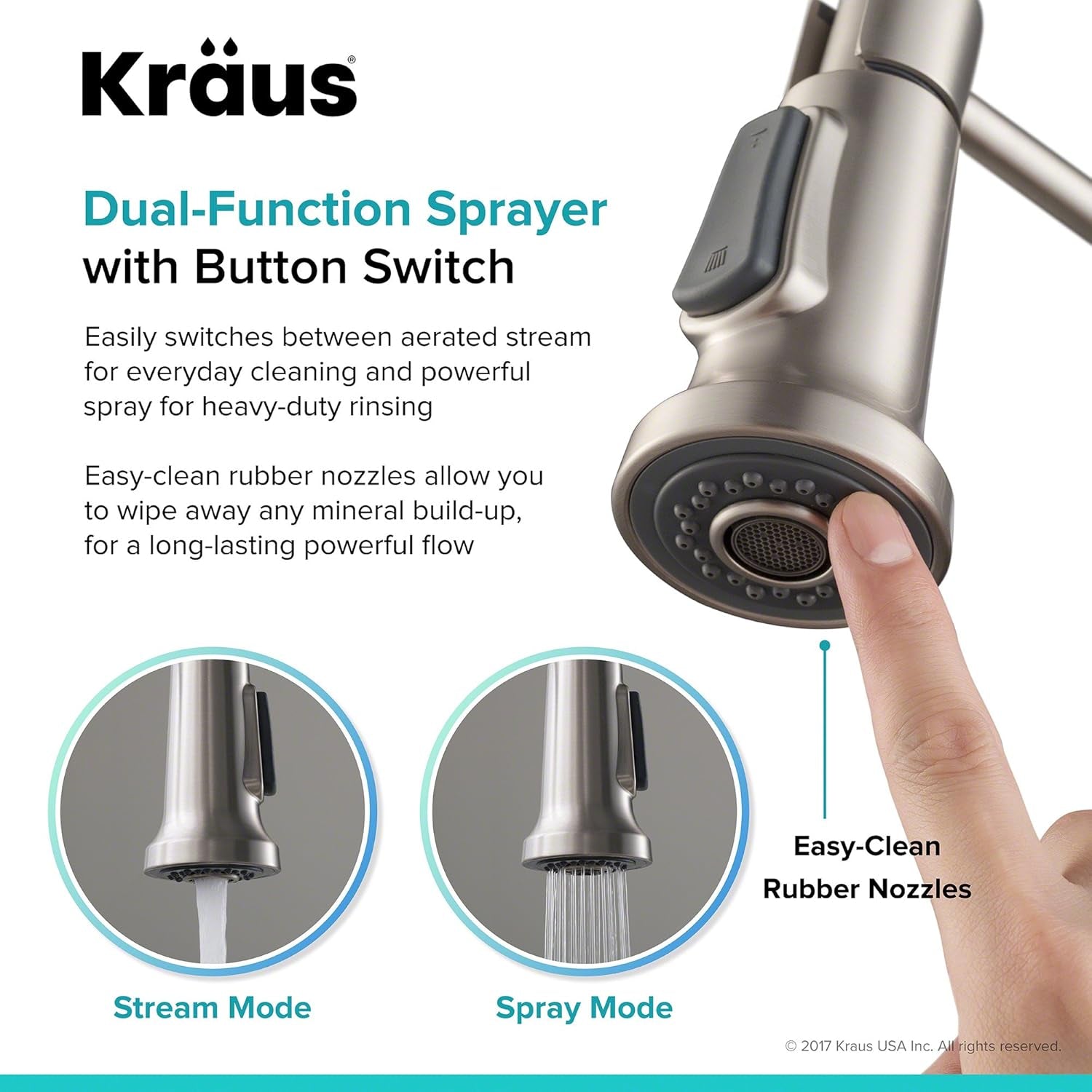 KPF-1690SFS Britt Pre-Rinse/Commercial Kitchen Faucet with Dual Function Sprayhead in All-Brite Finish, Spot Free Stainless Steel