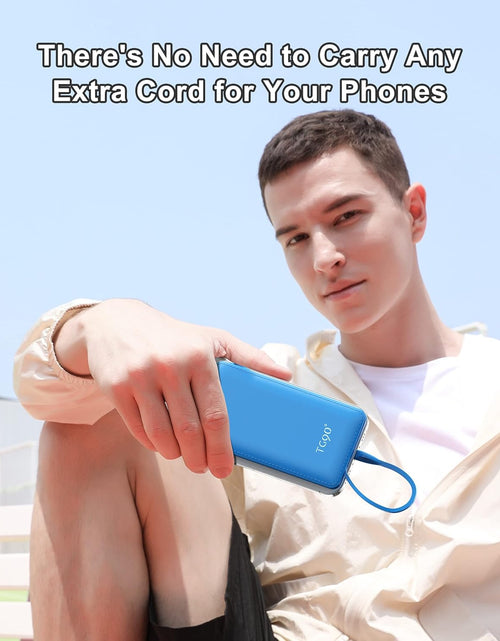 Load image into Gallery viewer, 10000Mah Power Bank Portable Charger with Built-In Cables, Portable Phone Charger Battery Backup Compatible with Iphone Android Phones
