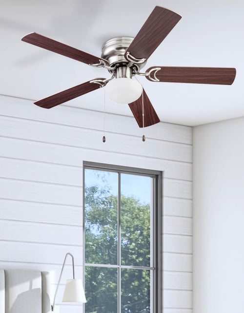 Load image into Gallery viewer, Alvina, 44 Inch Traditional Flush Mount Indoor LED Ceiling Fan with Light, Pull Chain, Dual Finish Blades, Reversible Motor - 51585-01 (Satin Nickel)

