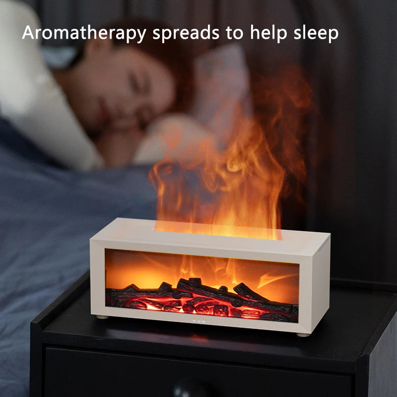 Fireplace Air Humidifier Remote Control Aroma Essential Oil Diffuser with Colorful Lights Creative Christmas Gift for Home Offic