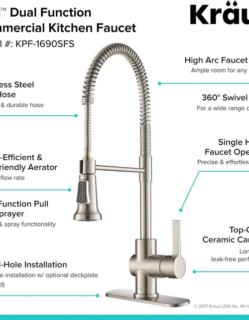 Load image into Gallery viewer, KPF-1690SFS Britt Pre-Rinse/Commercial Kitchen Faucet with Dual Function Sprayhead in All-Brite Finish, Spot Free Stainless Steel
