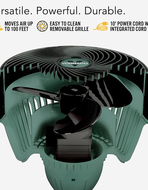 Load image into Gallery viewer, 293HD Heavy Duty Air Circulator Shop, 3-Speed Floor Fan, Adjustable Head, Easy-Clean Grill, Large, Green, 16 In
