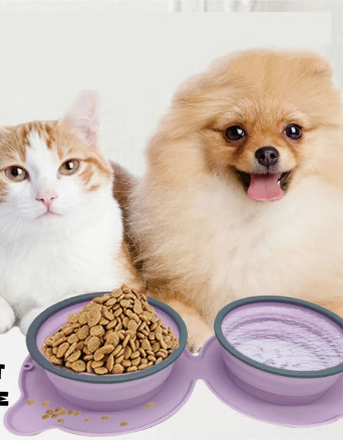 Load image into Gallery viewer, Portable Silicone Double Dog Food Bowls Foldable Non-Slip Cat Bowl Pet Travel Anti-Choking Feeding Bowl Outdoor
