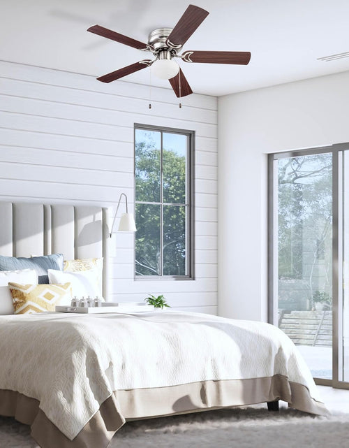 Load image into Gallery viewer, Alvina, 44 Inch Traditional Flush Mount Indoor LED Ceiling Fan with Light, Pull Chain, Dual Finish Blades, Reversible Motor - 51585-01 (Satin Nickel)
