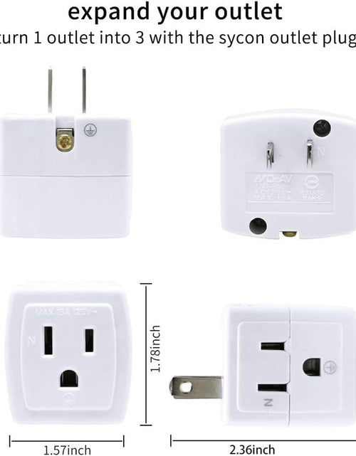 Load image into Gallery viewer, Adapter Outlet Extender, 2-Prong to 3-Prong Mini Wall Plug, Multi Outlet Splitter with 3 Outlets
