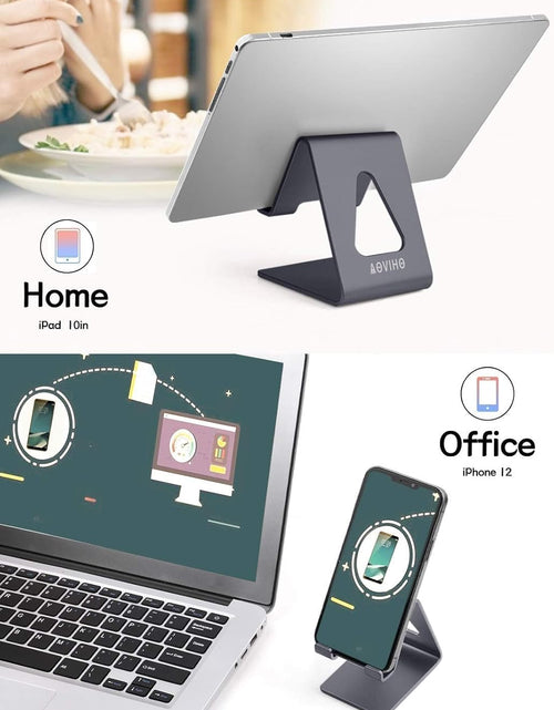 Load image into Gallery viewer, Cell Phone Stand Desk Phone Holder - Aluminum Mobile Phone Cradle Dock for Iphone 13 12 Pro 11 X Xs Max 8 7 6 6S plus SE 5 Samsung All Smart Phones (Dark Gray)
