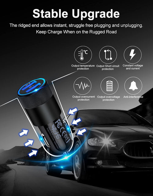 Load image into Gallery viewer, Car Charger, [2Pack/3.4A] Fast Charge Dual Port USB Cargador Carro Lighter Adapter for Iphone 15 14 13 12 11 Pro Max X XR XS 8 plus 6S, Ipad, Samsung Galaxy S23 S22 S21 S10 plus S7 J7 S10E S9 Note 8
