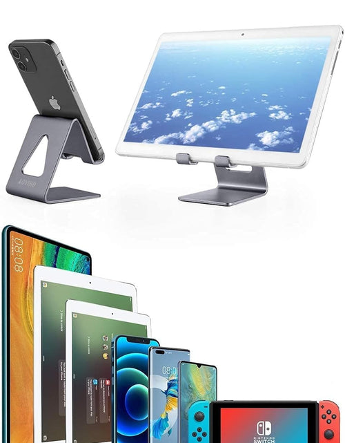 Load image into Gallery viewer, Cell Phone Stand Desk Phone Holder - Aluminum Mobile Phone Cradle Dock for Iphone 13 12 Pro 11 X Xs Max 8 7 6 6S plus SE 5 Samsung All Smart Phones (Dark Gray)
