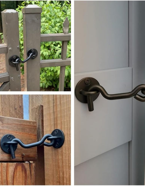 Load image into Gallery viewer, 4” Privacy Hook and Eye Latch Easy Lock for Barn Door, Black
