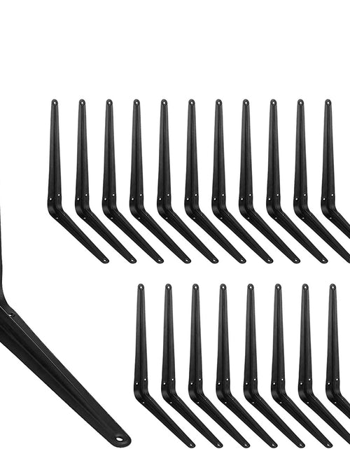 Load image into Gallery viewer, 20 Pack 12 Inch Shelf Brackets, Heavy Duty Black Iron Metal Floating Shelves Bracket L Bracket Corner Brace Support, J Brackets Metal Joint Angle Bracket
