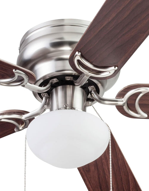 Load image into Gallery viewer, Alvina, 44 Inch Traditional Flush Mount Indoor LED Ceiling Fan with Light, Pull Chain, Dual Finish Blades, Reversible Motor - 51585-01 (Satin Nickel)
